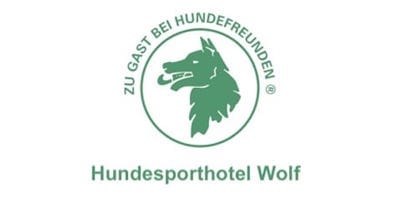 Logo des Hundesporthotel Wolf in Oberammergau.